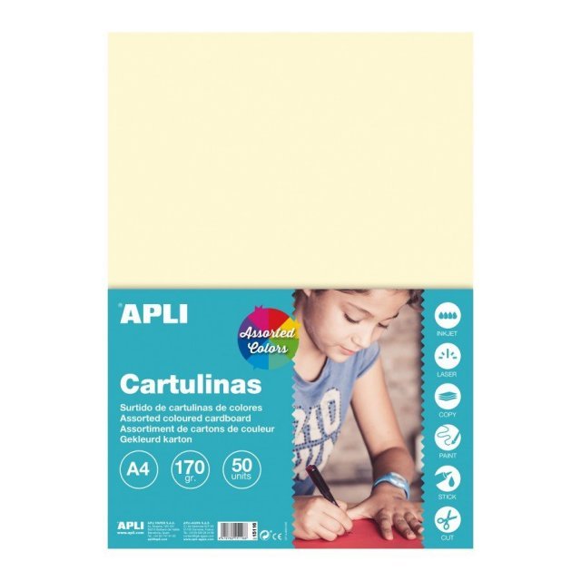 Gekleurd Karton Pastel A4 50-dlg. , A4 groot uit karton in de kleur 10 ass.. Geschikt vanaf 3+.