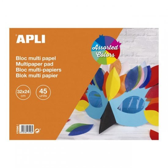 Multi Papier 32 x 24 cm 45-delig Multi Papier 45-delig , 32 x 24 cm groot uit papier in 10 kleuren. Geschikt vanaf 3+.