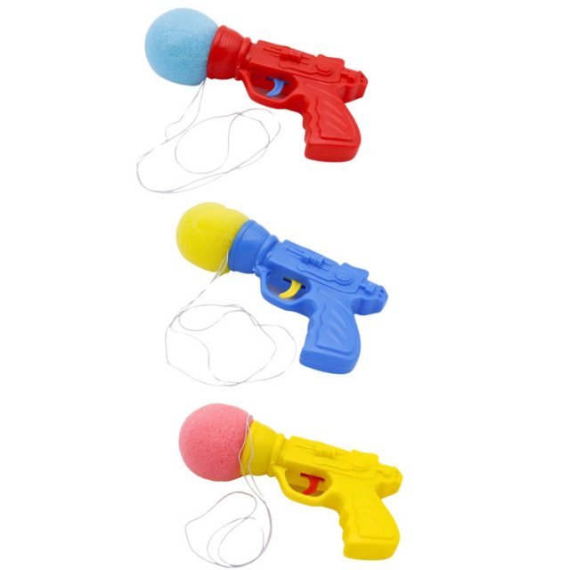 Ballenpistool, 13 cm groot uit kunststof in de kleur ass.. Geschikt vanaf 3+.