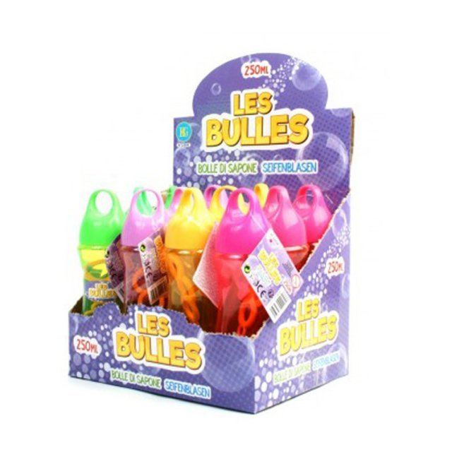 Bellenblaas Fles 250 ml, 18 cm groot uit kunststof in de kleur ass.. Geschikt vanaf 3+.