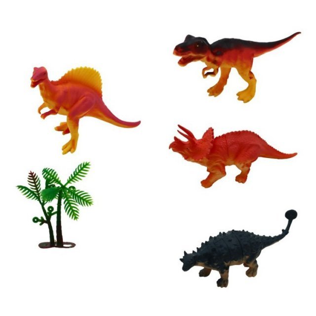 Dino Speelfiguren 4-dlg, 14-18 cm groot uit kunststof in de kleur ass.. Geschikt vanaf 3+.