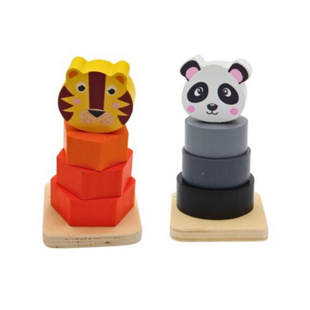 Stapelpuzzel Hout Dieren uit hout in de kleur ass.. Geschikt vanaf 3+.
