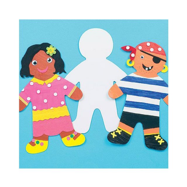 Blanco Figuur Inkleur Kaarten , 30 x 19 xm groot uit karton in de kleur wit. Geschikt vanaf 3+.