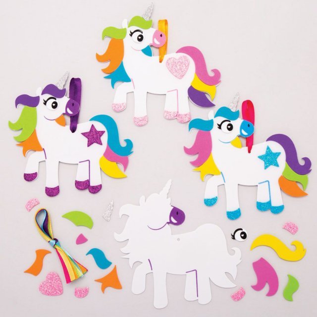 Eenhoorn Foam Knutselset , 12 cm groot uit foam in diverse kleuren. Geschikt vanaf 3+.