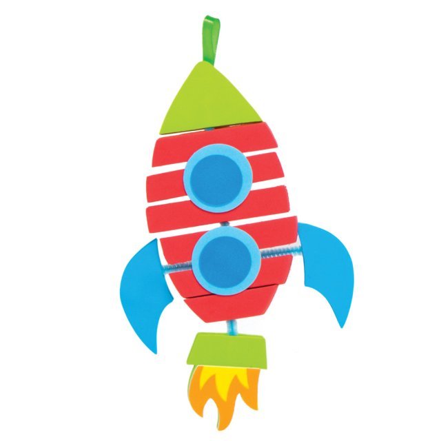 Raket Knutselset Foam , 21 cm groot uit foam in diverse kleuren. Geschikt vanaf 3+.
