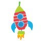 Raket Knutselset Foam , 21 cm groot uit foam in diverse kleuren. Geschikt vanaf 3+.