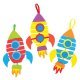 Raket Knutselset Foam , 21 cm groot uit foam in diverse kleuren. Geschikt vanaf 3+.