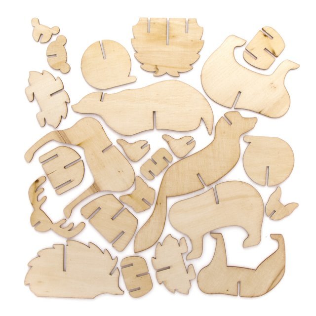 Bosdieren Knutselset Hout, 13 cm groot uit multiplex in de kleur blanco. Geschikt vanaf 3+.