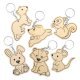 Bosdieren Sleutelhangers Inkleuren , 4,5-8 cm groot uit multiplex in blanco kleur. Geschikt vanaf 3+.