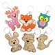 Bosdieren Sleutelhangers Inkleuren , 4,5-8 cm groot uit multiplex in blanco kleur. Geschikt vanaf 3+.