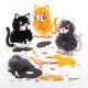 Poezen of katten Pompon Knutselset , 11 cm groot uit foam-wol in diverse kleuren. Geschikt vanaf 5+.