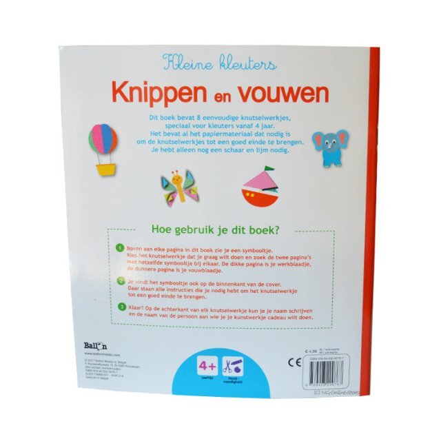 Knutselboek  Knippen en Vouwen - Kleine Kleuters 4+ , 24 x 27 cm groot uit papier in de kleur /. Geschikt vanaf 4+.
