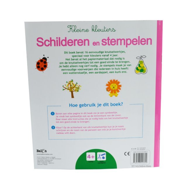 Knutselboek  Schilderen en Stempelen - Kleine Kleuters 4+ , 24 x 27 cm groot uit papier in de kleur /. Geschikt vanaf 4+.