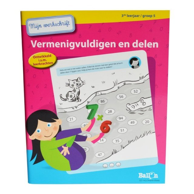 Mijn werkschrift Vermenigvuldigen en delen 8 jaar , 19 x 26 cm groot uit papier in de kleur wit. Geschikt vanaf 8+.