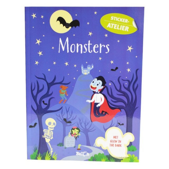 Kleur-en Stickerboek - Monsters 4+ , 20 x 27 cm groot uit papier in de kleur /. Geschikt vanaf 4+.
