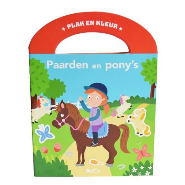 Paarden en Pony's - Plak en Kleur , 20 x 27 cm groot uit papier in de kleur /. Geschikt vanaf 4+.