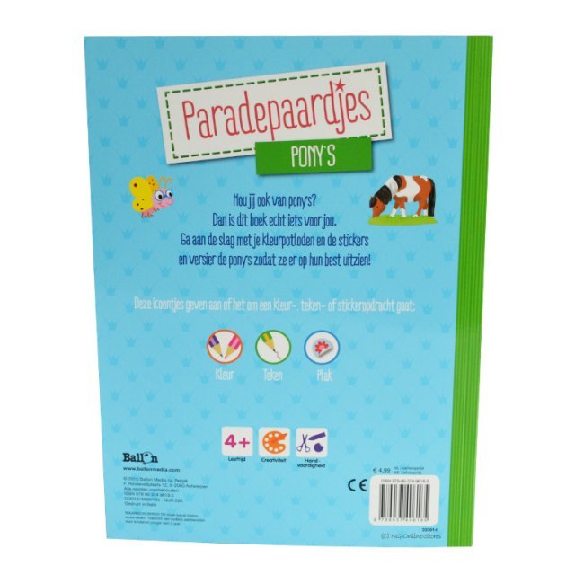 Kleur-en Stickerboek - Pony's 4+ , 20 x 27 cm groot uit papier in de kleur /. Geschikt vanaf 4+.