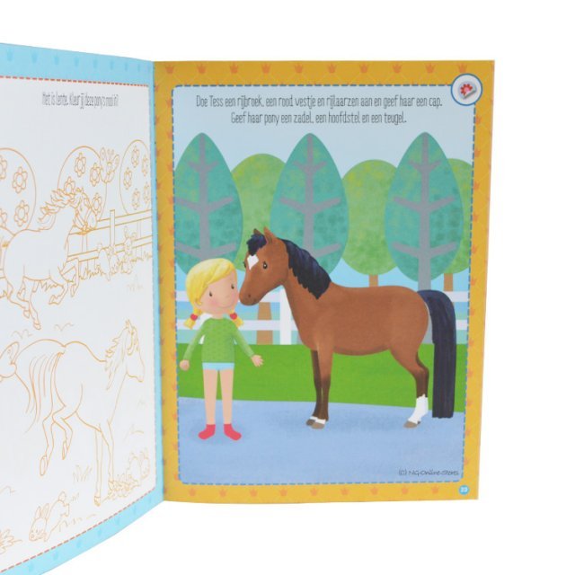Kleur-en Stickerboek - Pony's 4+ , 20 x 27 cm groot uit papier in de kleur /. Geschikt vanaf 4+.
