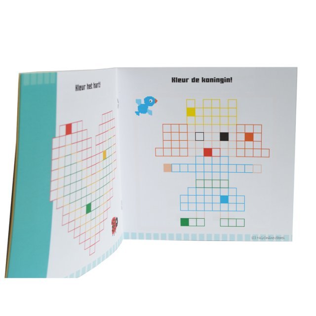Stickerboek Prinsessen - Pixel Art Mozaiek , 22 x 22 cm groot uit papier in de kleur /. Geschikt vanaf 5+.