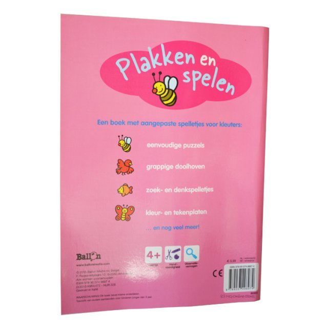 Plakken en Spelen - Beer - Doeboek 4 - 5 jaar , 20 x 27 cm groot uit papier in de kleur divers. Geschikt vanaf 4-5 jaar.
