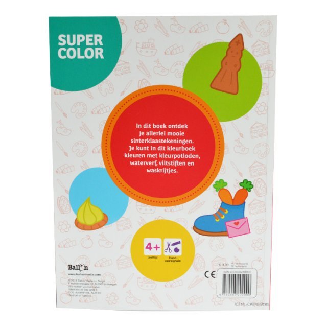 Sinterklaas Super Color Kleurboek met voorbeelden , 20 x 27 cm groot uit papier in de kleur wit. Geschikt vanaf 4+.