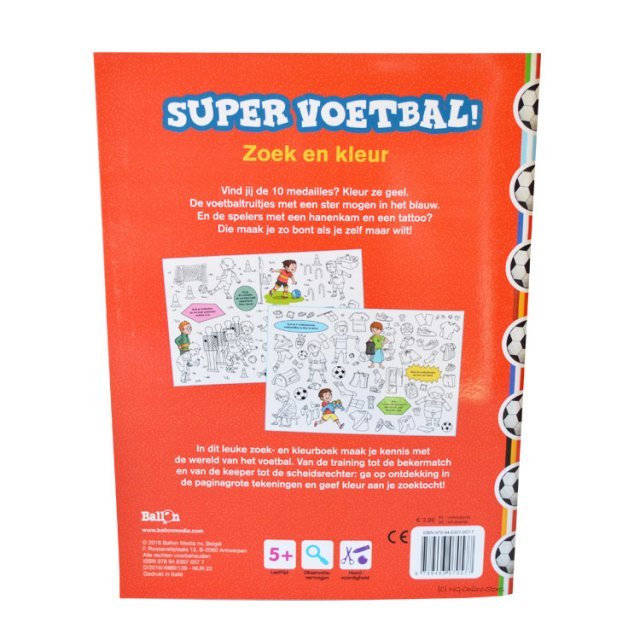 Zoek en Kleur - Super Voetbal 5+ , 20 x 27 cm groot uit papier in de kleur divers. Geschikt vanaf 5+.