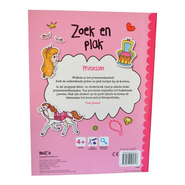Prinsessen - Zoek en Plak 4+ , 20 x 27 cm groot uit papier in de kleur divers. Geschikt vanaf 4+.