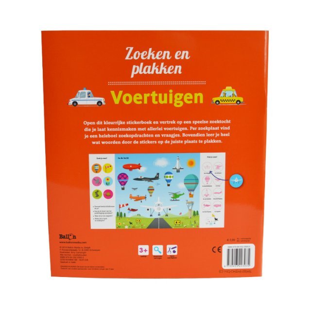 Voertuigen - Zoeken en Plakken 3+ , 24 x 27 cm groot uit papier in de kleur /. Geschikt vanaf 3+.