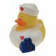 Badeend Verpleegster, 5 cm groot uit rubber in de kleur geel. Geschikt vanaf 3+.