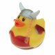 Badeend Viking, 5 cm groot uit rubber in de kleur geel. Geschikt vanaf 3+.