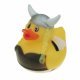 Badeend Viking, 5 cm groot uit rubber in de kleur geel. Geschikt vanaf 3+.