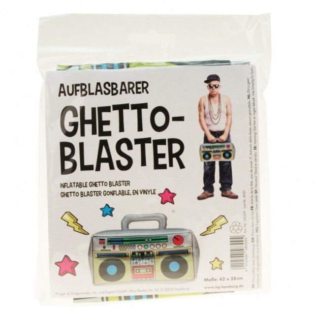 opblaasbare ghetto blaster 42 cm feest gadget
