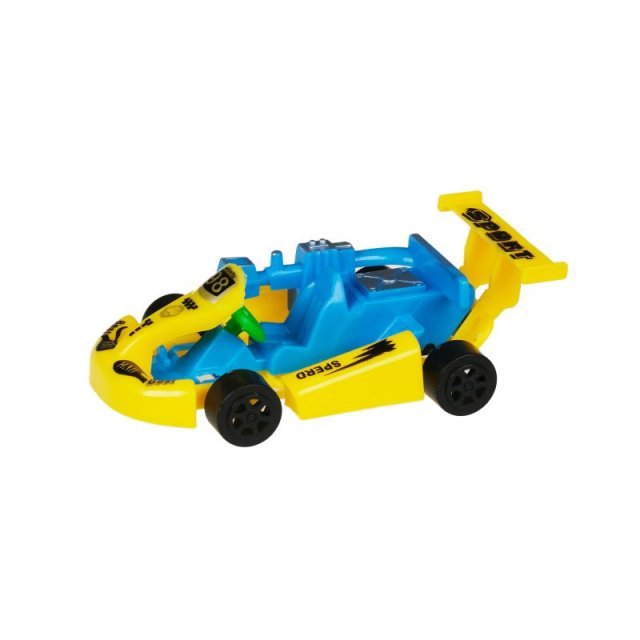 Auto Go-Cart, 10 x 5 cm groot uit kunststof in de kleur ass.. Geschikt vanaf 3+.