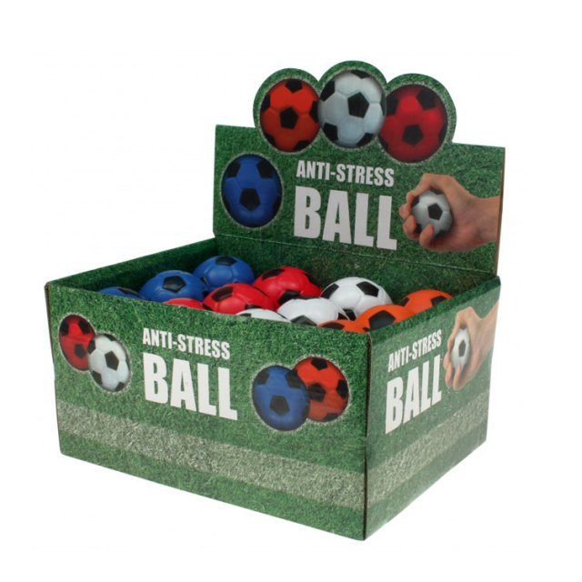 Stressbal - Bal voetbal Zacht, 6,5 cm groot uit zacht kunststof in de kleur ass.. Geschikt vanaf 3+.