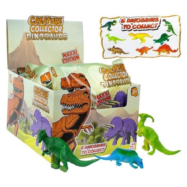 Verrassingszakje  Dinosaurus, 12 cm groot uit kunststof in diverse kleuren. Geschikt vanaf 3+.