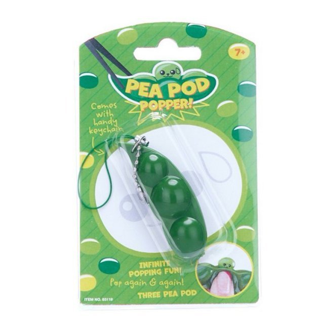 Pea Pod Popper aan Sleutelhanger - 6,5 cm Pea Pod Popper aan Sleutelhanger, 6,5 x 2 cm groot uit kunststof in de kleur groen. Geschikt vanaf 3+.