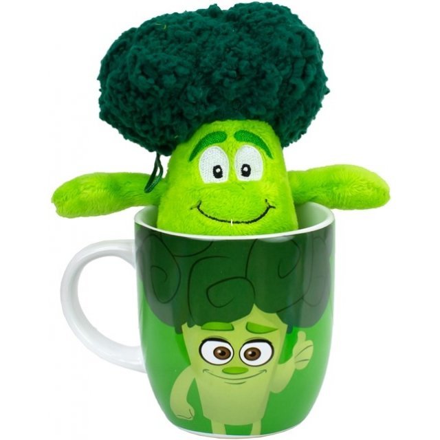 Mok met Pluche Broccoli Knuffel , 9,5 + 18 cm groot uit keramiek in de kleur ass.. Geschikt vanaf 3+.