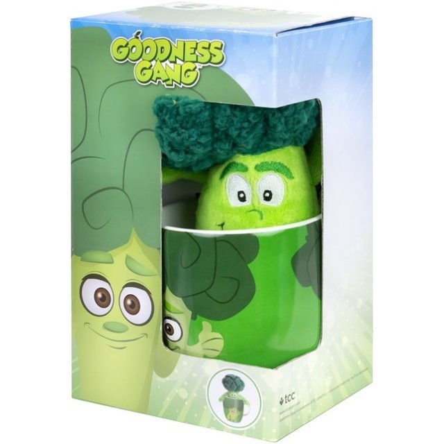Mok met Pluche Broccoli Knuffel , 9,5 + 18 cm groot uit keramiek in de kleur ass.. Geschikt vanaf 3+.