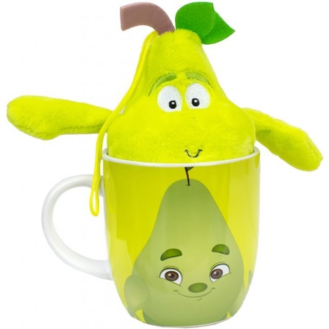 Mok met Pluche Peer Knuffel , 9,5 + 18 cm groot uit keramiek in de kleur ass.. Geschikt vanaf 3+.