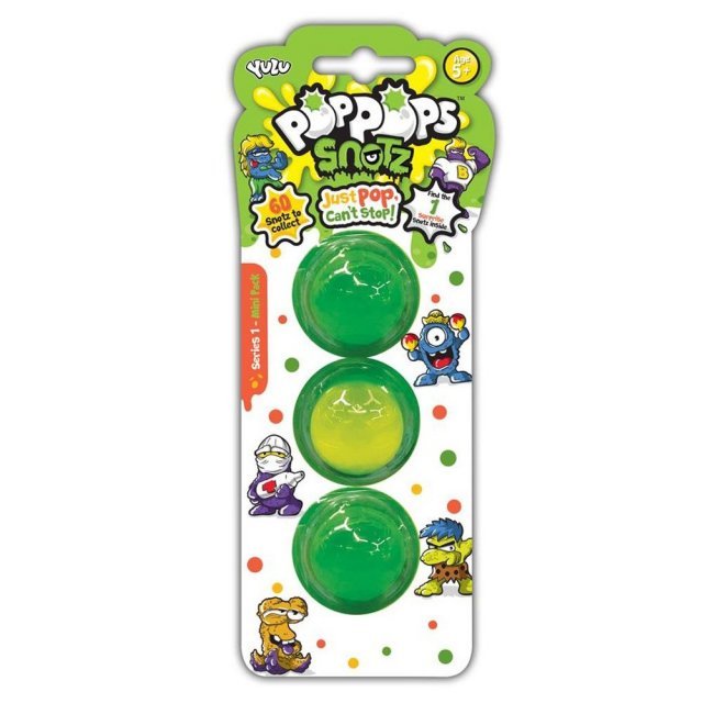 Snotz Poppops Slijm met Figuur , 4 x 4 cm groot uit slijm in de kleur groen. Geschikt vanaf 5+.