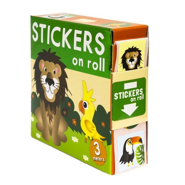 Stickers op Rol - 3 meter - 4 ass. , 2 x 2 cm groot uit papier in de kleur ass.. Geschikt vanaf 3+.