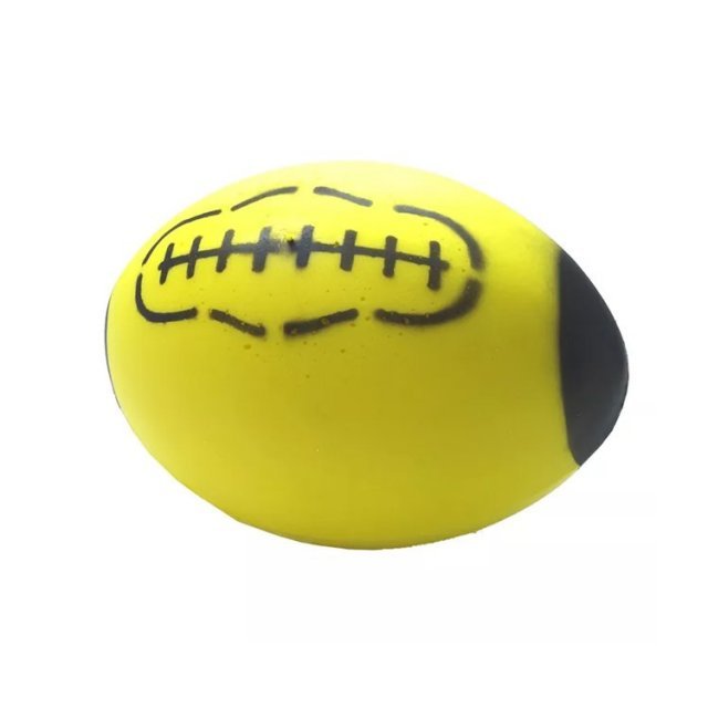 Rugbybal Foam - Softbal Rugby, 24 x 18 cm groot uit foam in de kleur geel. Geschikt vanaf 3+.