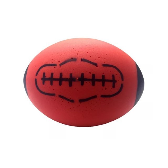 Rugbybal Foam - Softbal Rugby, 24 x 18 cm groot uit foam in de kleur rood. Geschikt vanaf 3+.
