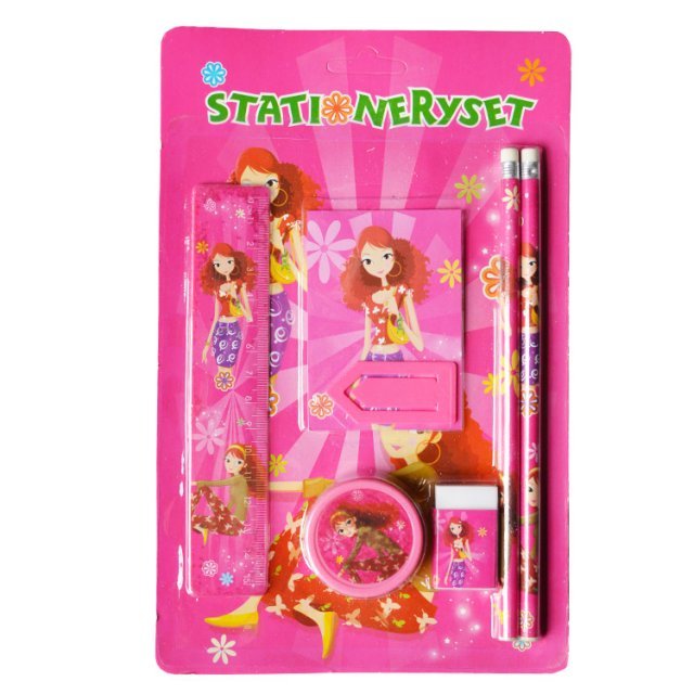 Schrijfset Flashy Girls 7-delig , 19 cm groot uit diverse materialen in een kleur assortiment. Geschikt vanaf 3+.
