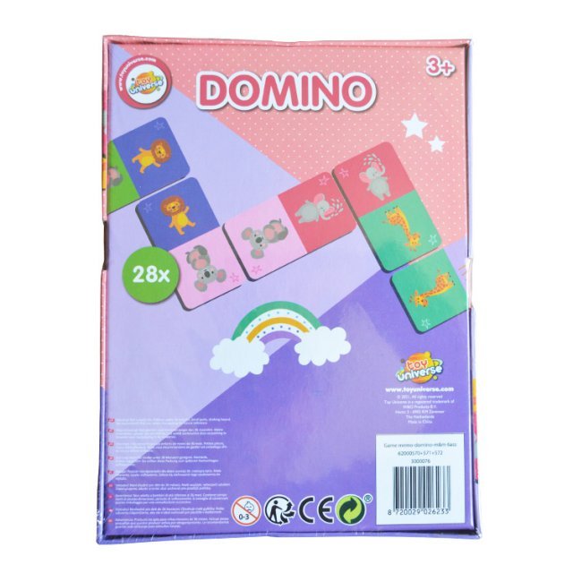 Domino Spel - Wilde Dieren 28-dlg. , 5,5x9,5 cm groot uit stevig papier in de kleur ass.. Geschikt vanaf 3+.
