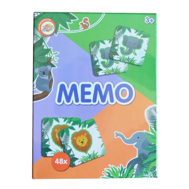 Memo Spel - Jungle Dieren 48-dlg. , 7 x 7 cm groot uit stevig karton in de kleur ass.. Geschikt vanaf 3+.