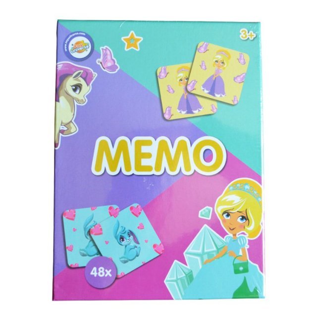 Memo Spel - Prinses Fantasie 48-dlg. , 7 x 7 cm groot uit stevig karton in de kleur ass.. Geschikt vanaf 3+.