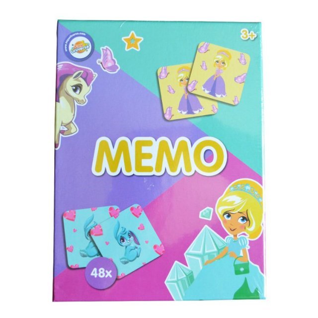 Memo Spel - Prinses Fantasie 48-dlg. , 7 x 7 cm groot uit stevig karton in de kleur ass.. Geschikt vanaf 3+.