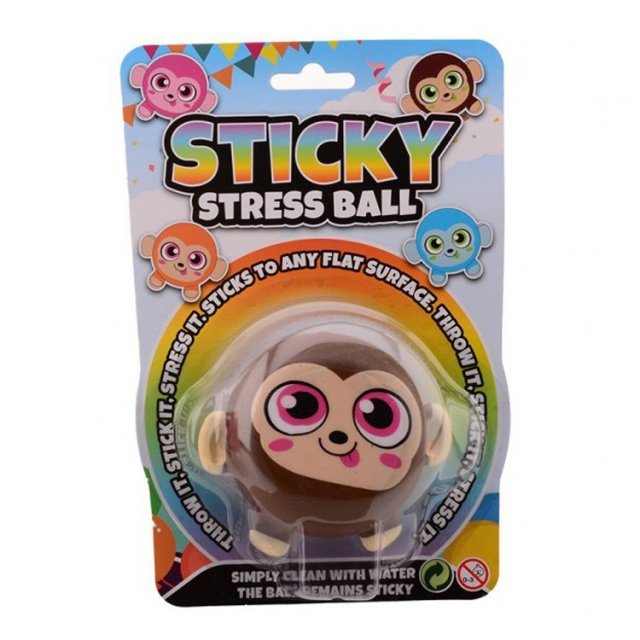 Stressbal Sticky Aap 7 cm. , 7 cm groot uit kunststof in de kleur ass.. Geschikt vanaf 3+.