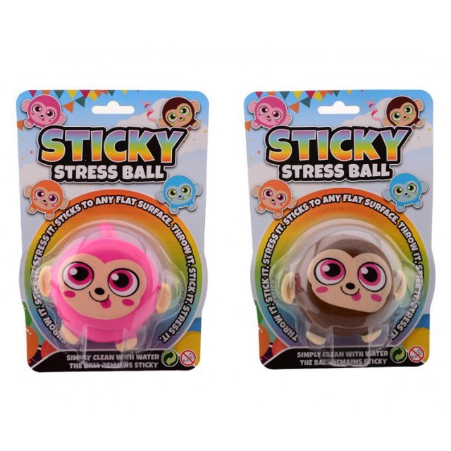 Stressbal Sticky Aap 7 cm. , 7 cm groot uit kunststof in de kleur ass.. Geschikt vanaf 3+.